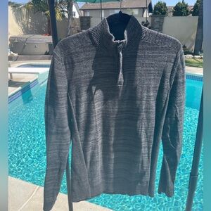 Alfani gray cotton zip- up front sweater | Size M